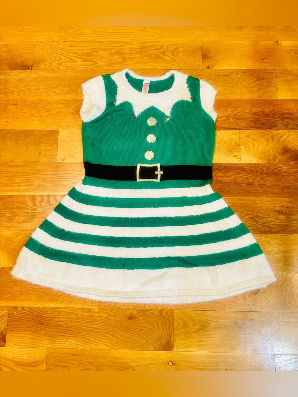 Elf Christmas Sweater Dress Green/White Stripe Costume XL 16-18 by Holiday Time